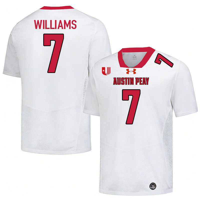 Austin Peay Governors #7 Kaden Williams College Football Jerseys,Uniforms Stitched-White Austin Peay Governors #7 Kaden Williams College Football Jerseys,Uniforms Stitched-White